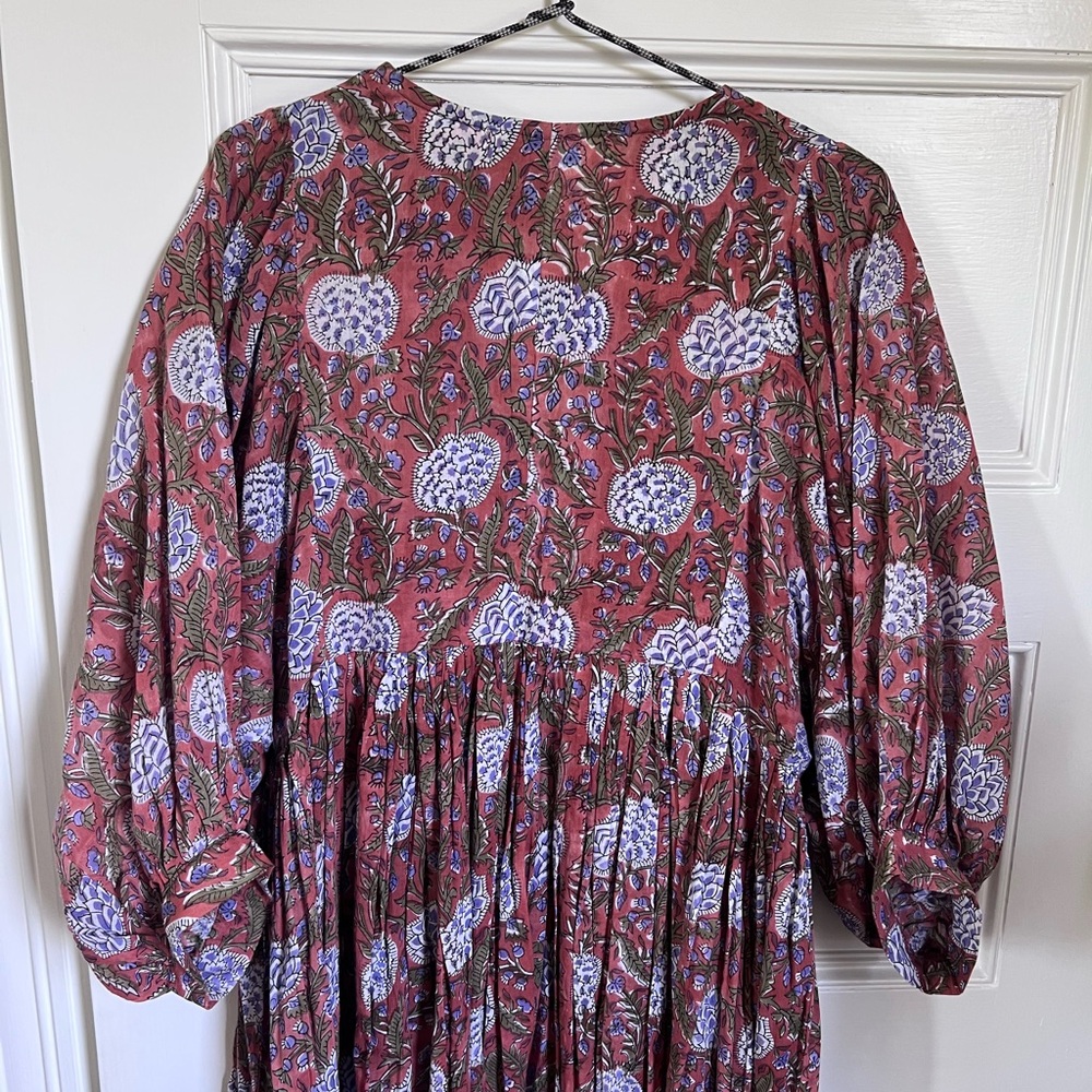 Dolma Mylah Floral Midi Dress Cotton Block Print - Picture 7 of 9
